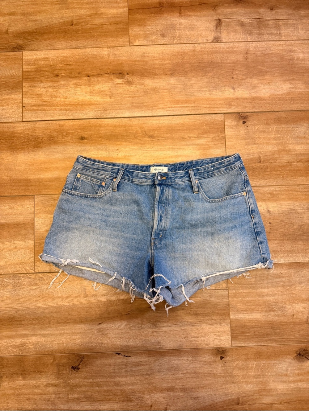 Madewell Light Blue Frayed Denim Cutoff Shorts